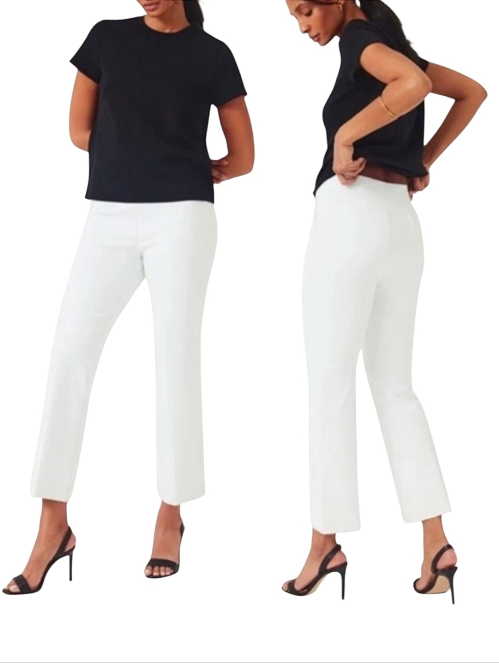 Spanx On The Go Kick Flare Pull-on Sttetch Ankle Pants Sz Med White Coastal